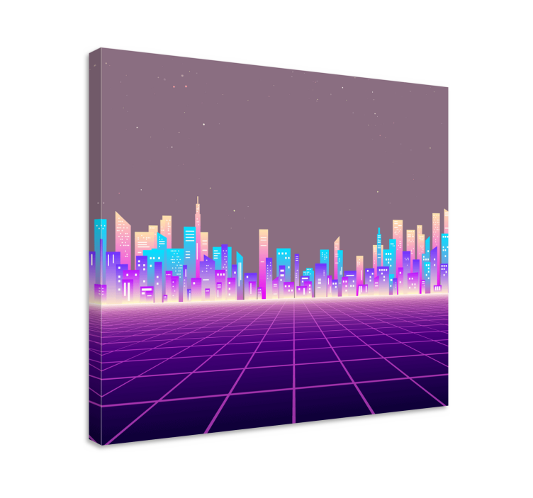 80. Léta vaporwave futuristické městské retro obraz - TenStickers