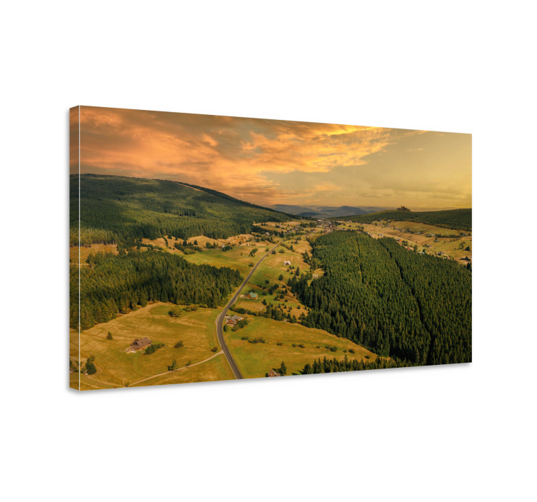 Obraz krajiny louka při západu slunce - TenStickers