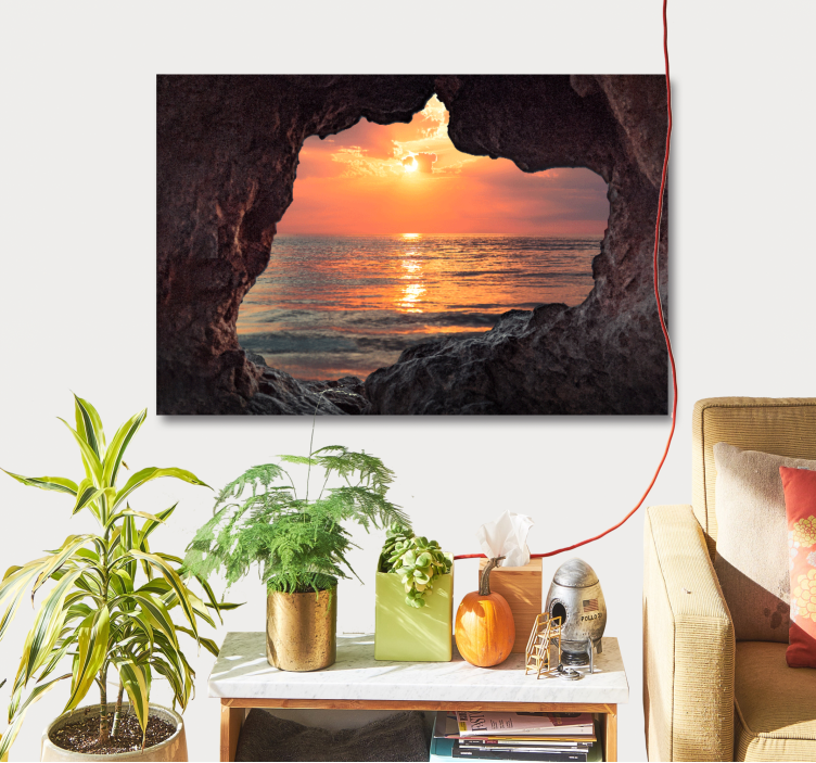 3d jeskyně sunrise ocean landscape canvas - TenStickers