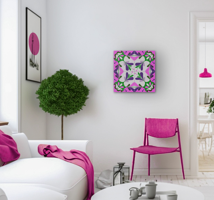 Růžová hydraulická dlažba Vintage obraz - TenStickers