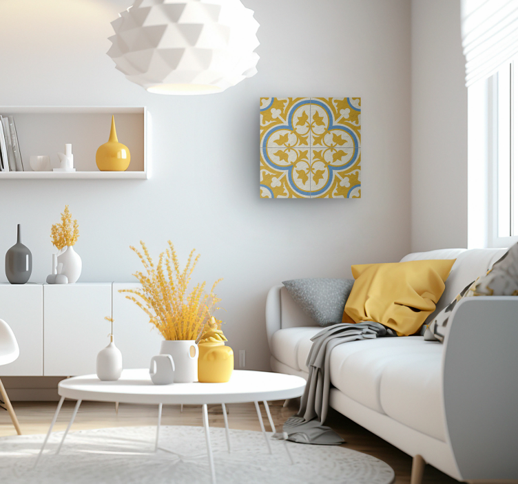 Žlutá hydraulická dlažba Vintage obraz - TenStickers