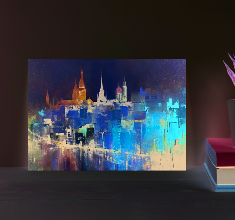 Abstraktní pražské panorama pro obývací pokoj - TenStickers