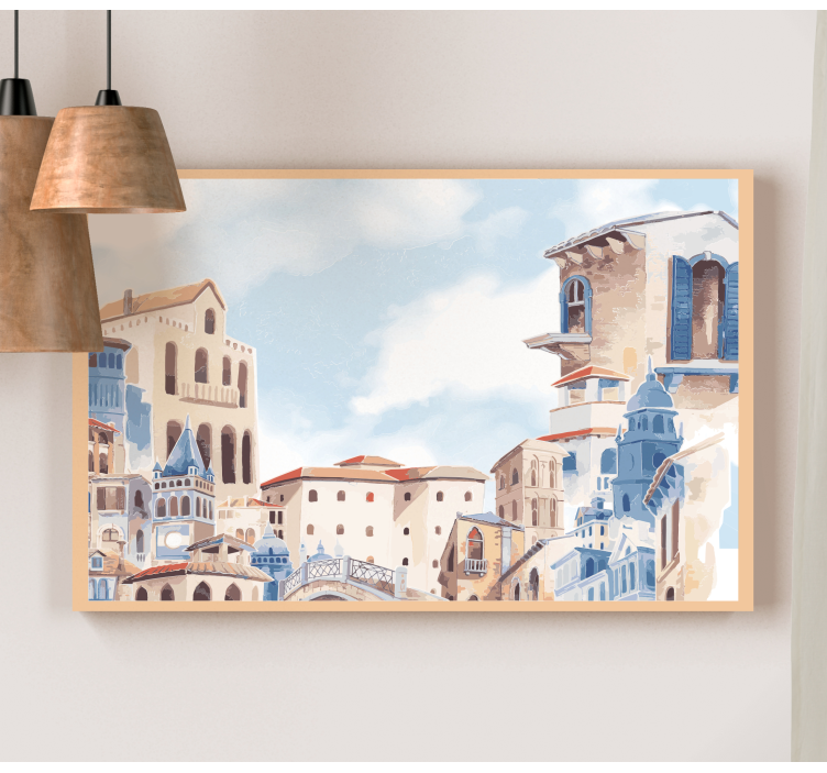 Akvarel město kreslení školky obraz - TenStickers