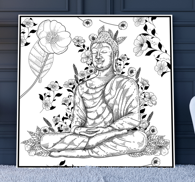 Buda blanco y negro buddha nástěnné umění - TenStickers