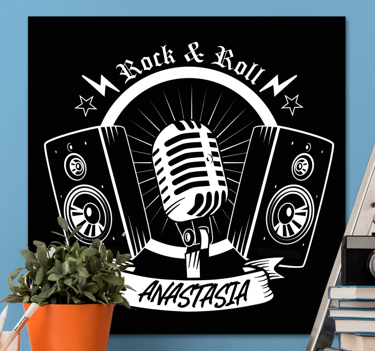 černý mikrofon a reproduktory s názvem obraz - TenStickers