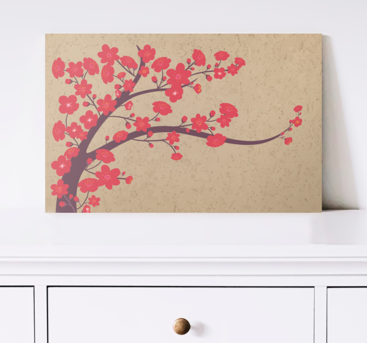 červené květy s béžovými 3d obrazy na plátně - TenStickers