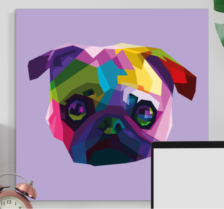 Obrazy na plátně geometric-zvířata mops pes - TenStickers