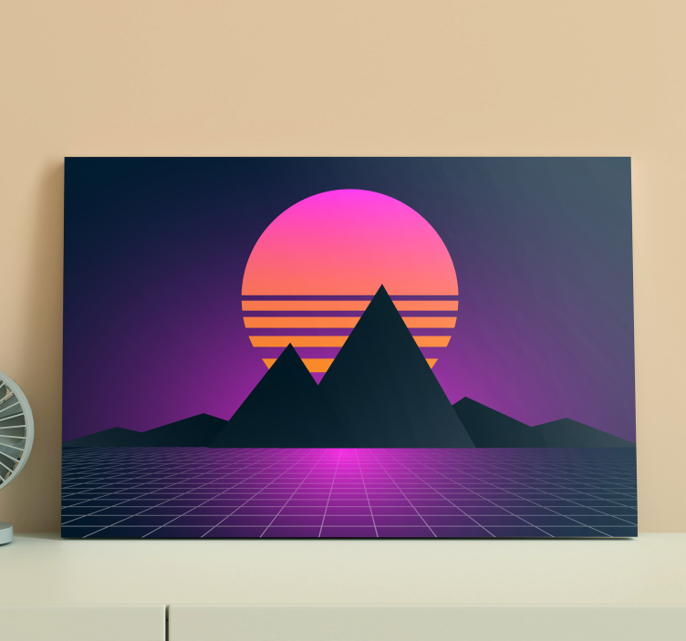 Horská krajina synthwave Vintage obraz - TenStickers