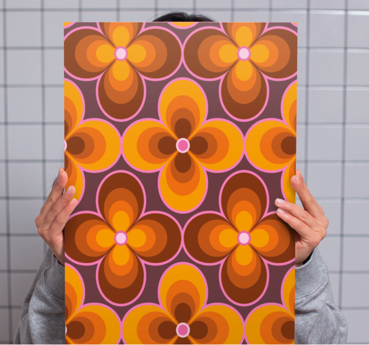 Květinové retro groovy vzor retro obraz - TenStickers