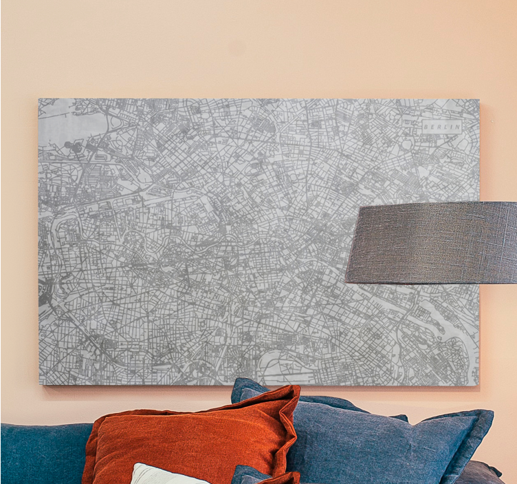 Mapa města berlín město tisk na plátně - TenStickers