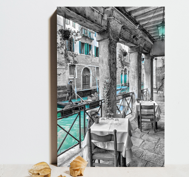 Muž na koni na lodi benátky město na plátně - TenStickers