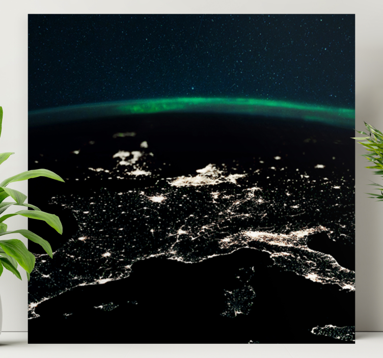 Obraz mapy světa noční letecký pohled - TenStickers