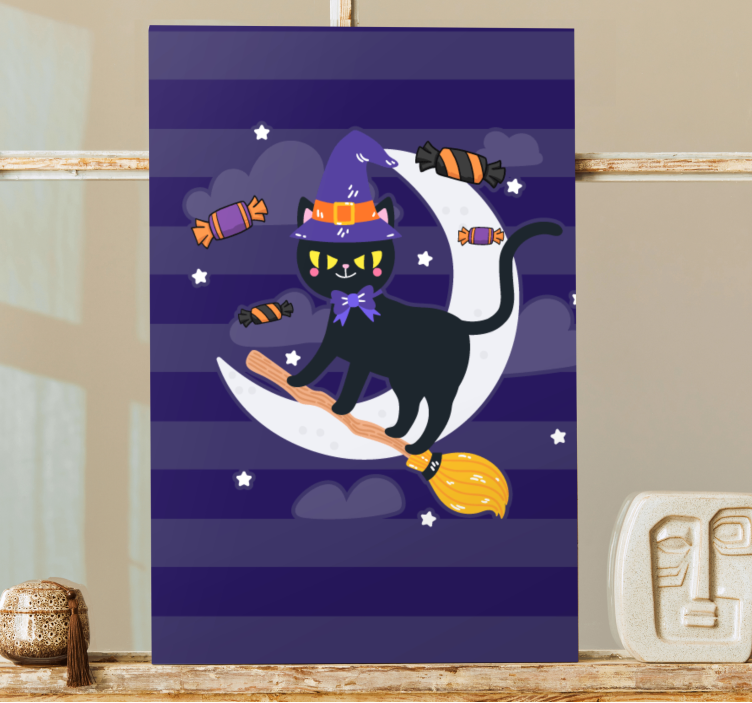 Obraza koček Černá kočičí čarodějnice - TenStickers