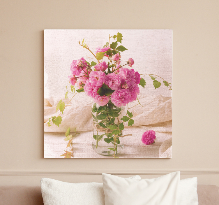 Obraza květin a rostlin růžová botanická kompozice - TenStickers