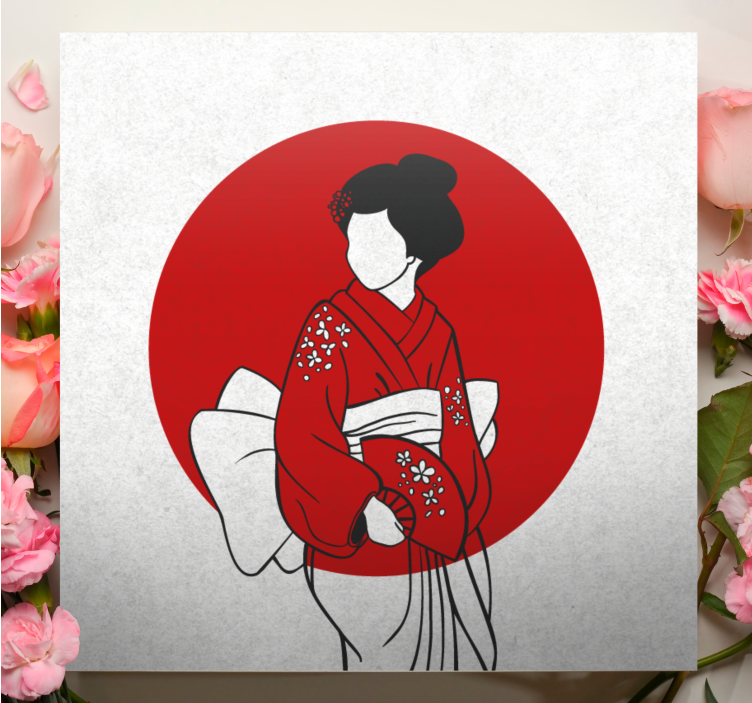 Orientální obraz tradiční kimono elegance - TenStickers