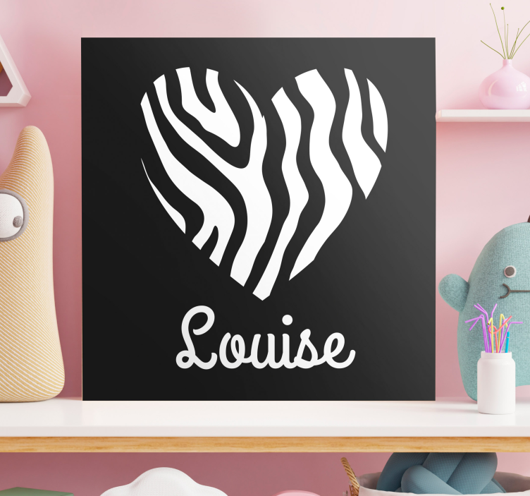 Personalizované srdce zebra obraz - TenStickers