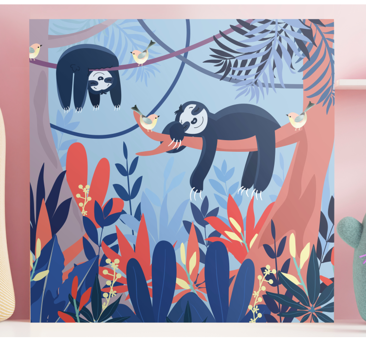 Spící zvířata na plátně lesní školky - TenStickers