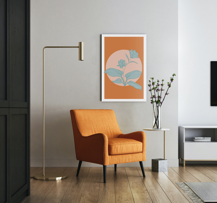 Oranžová stylizovaná ilustrace Obraza květin a rostlin - TenStickers
