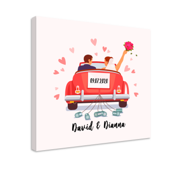 Coche boda přizpůsobitelný svatební obraz na plátně - TenStickers