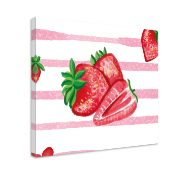 Malované jahody s pruhovaným pozadím ovoce obraz umění - TenStickers