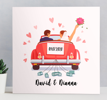 Coche boda přizpůsobitelný svatební obraz na plátně - TenStickers