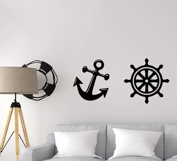 3 námořní symboly námořní samolepka na zeď - TenStickers