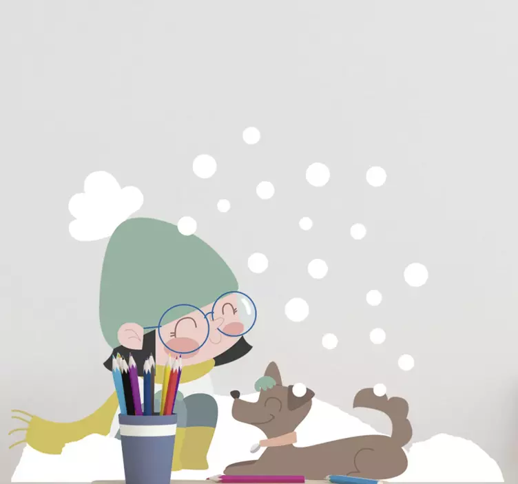 Děti samolepky zimní dívka batole - TenStickers
