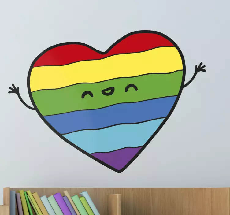 úžasná nálepka gay hrdosti vlajky srdce - TenStickers