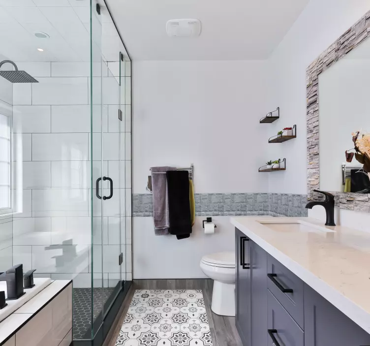 šedé čtverce a obdélníky samolepka na zeď - TenStickers