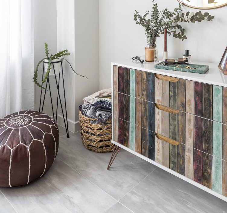 Barevné malované svislé prkno nálepky na nábytek - TenStickers