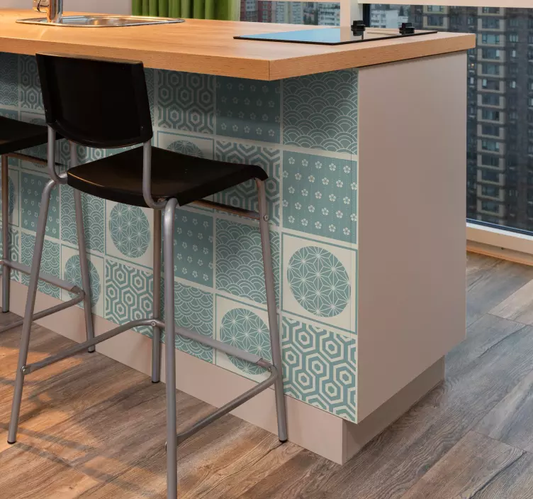 Zelené japandi samolepka na dlaždice - TenStickers