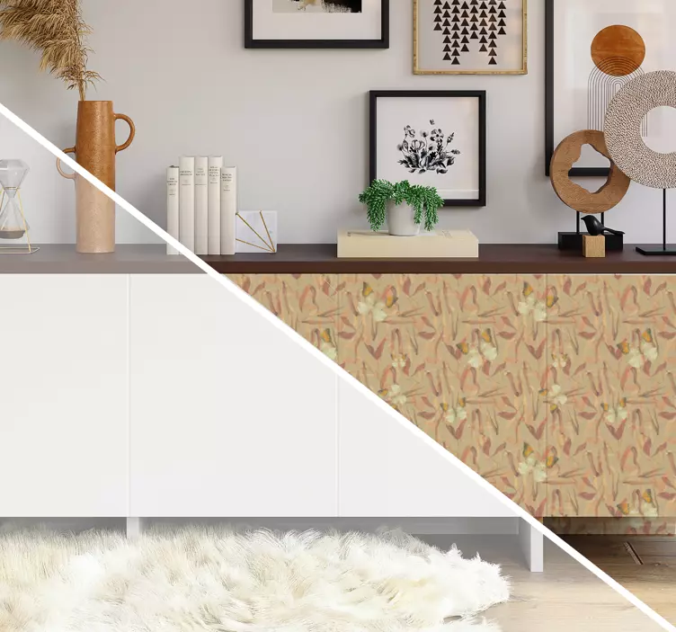 Podzimní květinový vzor Nábytek nálepka - TenStickers