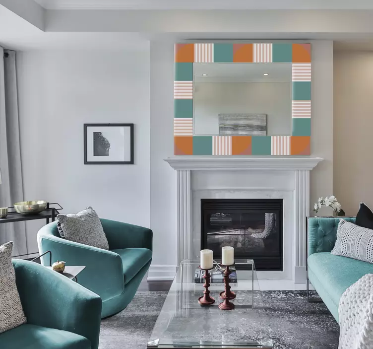 Barevný geometrický rám Zvířecí nálepka - TenStickers