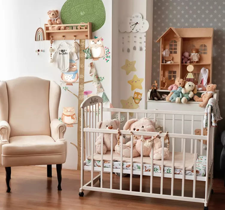 Děti sova metr výška grafu obtisky - TenStickers