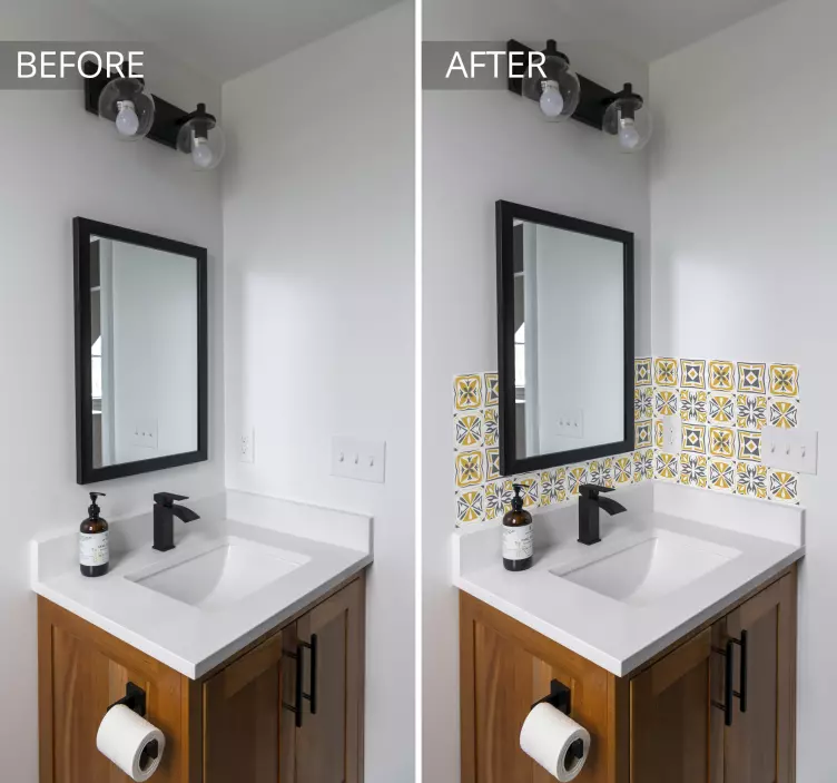 Nálepka žluté a šedé dlaždice - TenStickers