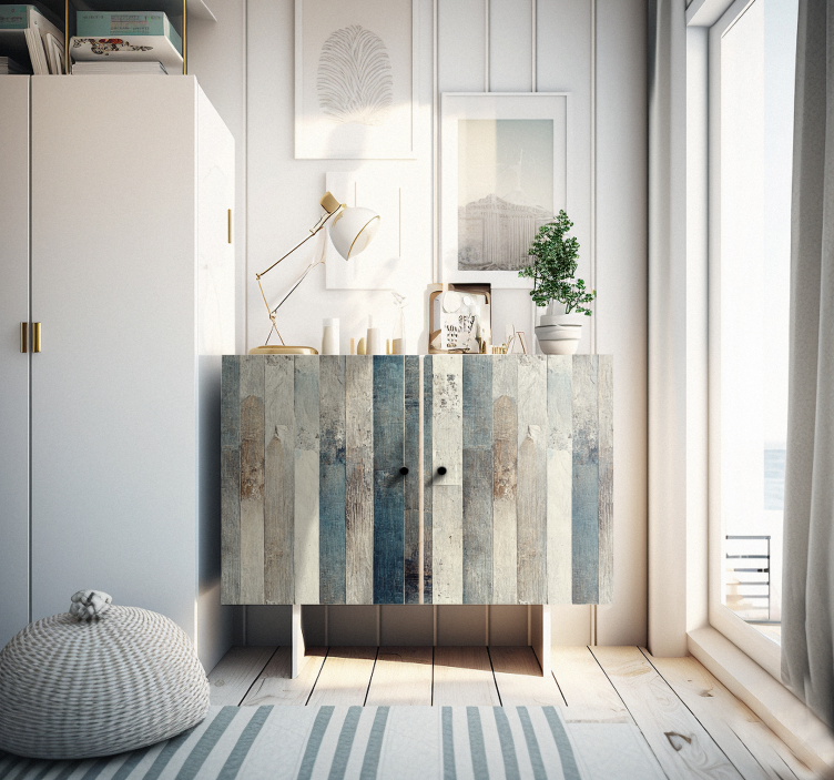 Staré dřevo modré odstíny Nábytek nálepka - TenStickers