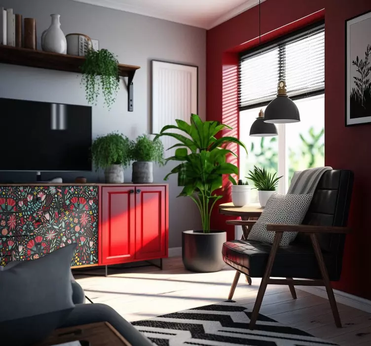 Vícebarevné květiny s lemem nábytek štítku - TenStickers