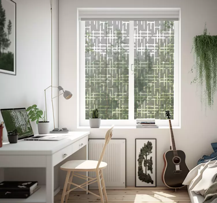 Průhledné křížené čáry Nálepka na okno - TenStickers