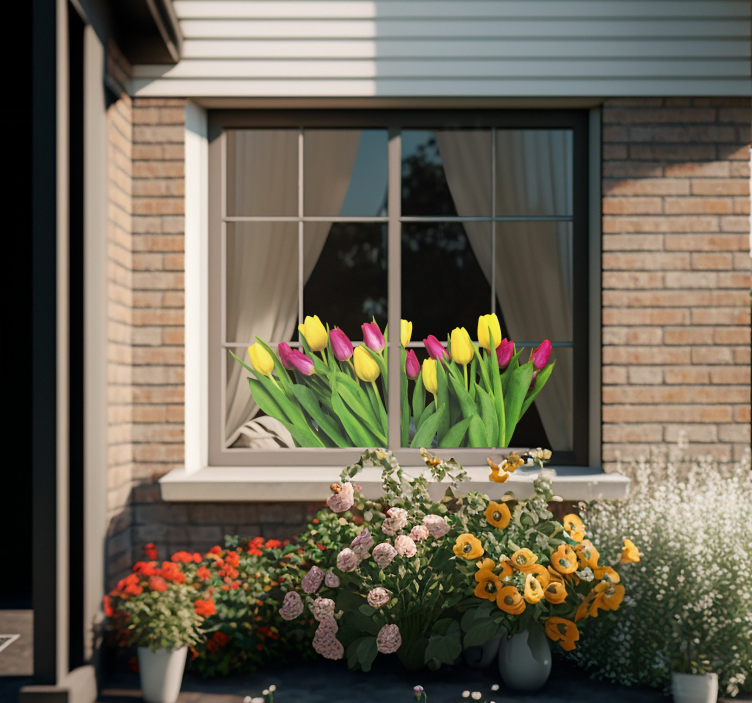 Nálepka tulipány kytice okna - TenStickers