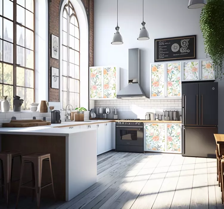 Nálepka růžový pastelový tón vzor nábytku - TenStickers