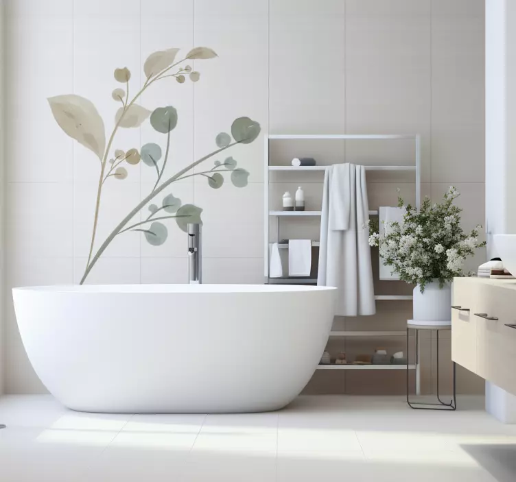 Akvarel větev Koupelna nálepka - TenStickers