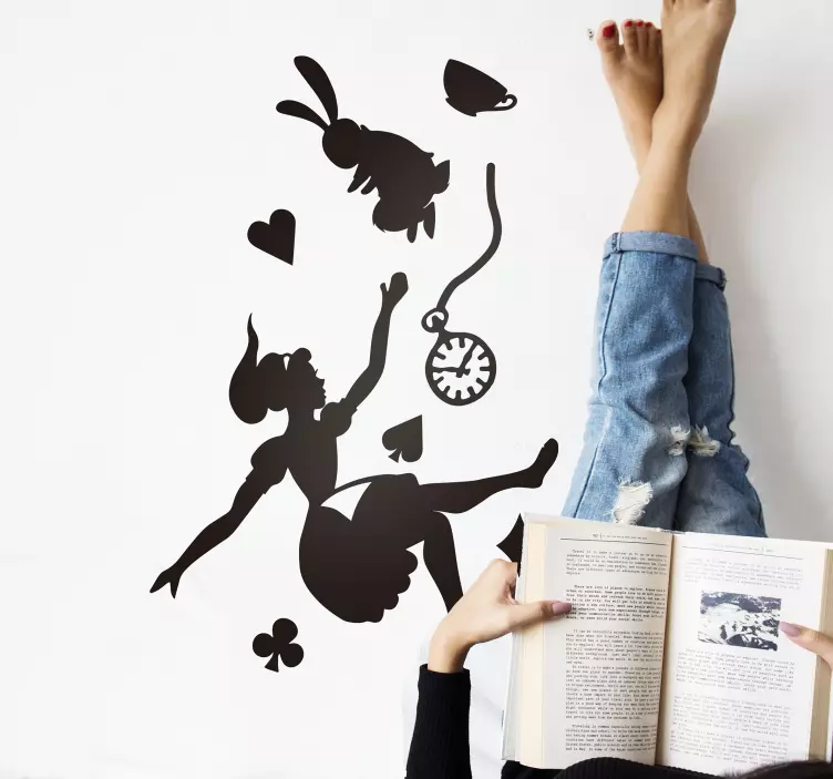 Alice a bílý králík pohádka nálepka - TenStickers