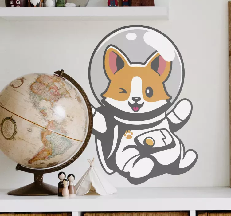 Anime corgi astronaut ilustrace samolepka - TenStickers