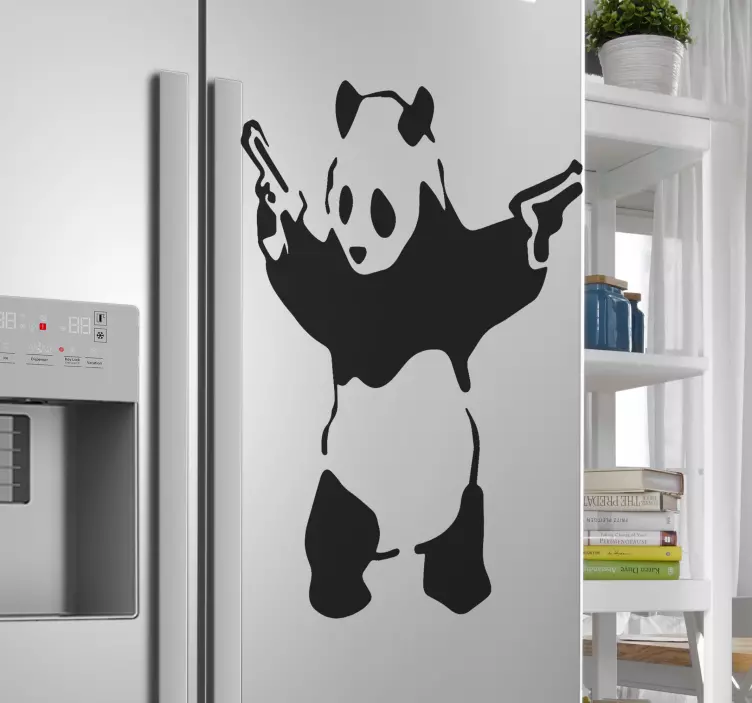Banksy panda se zbraněmi pro obtisky lednice - TenStickers