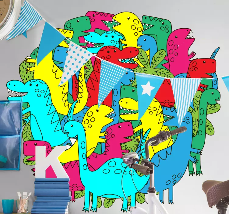 Barevná skupina dinosaurů samolepka - TenStickers