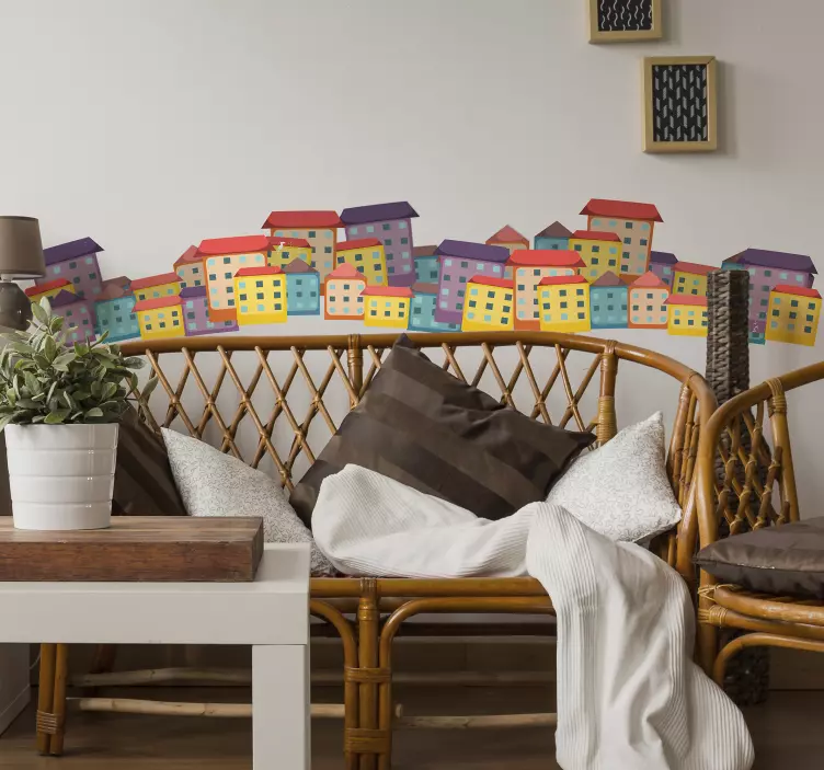 Barevné domy obývací pokoj zeď dekor - TenStickers
