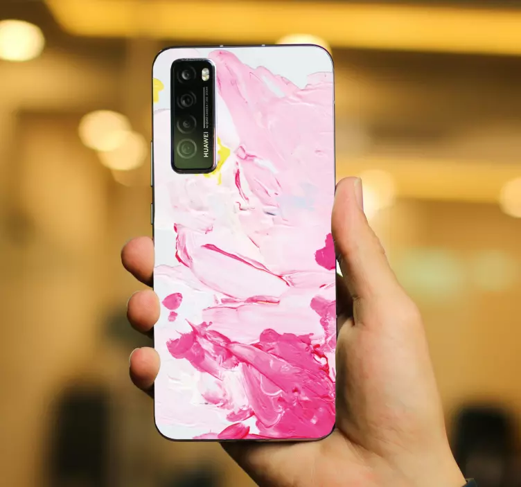 Růžový mramorový vír Huawei samolepka - TenStickers