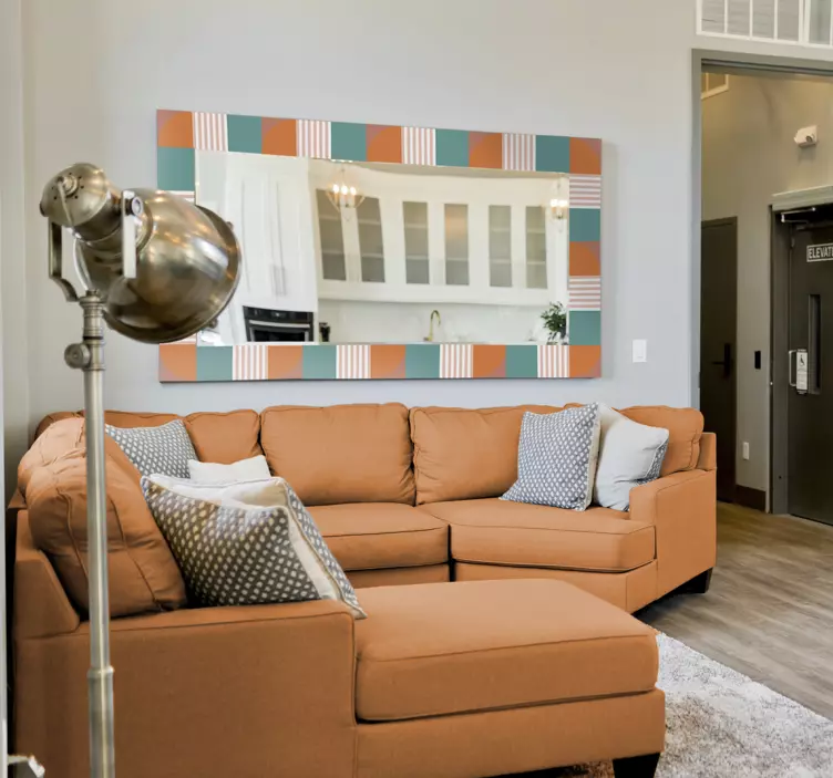 Barevný geometrický rám Zvířecí nálepka - TenStickers