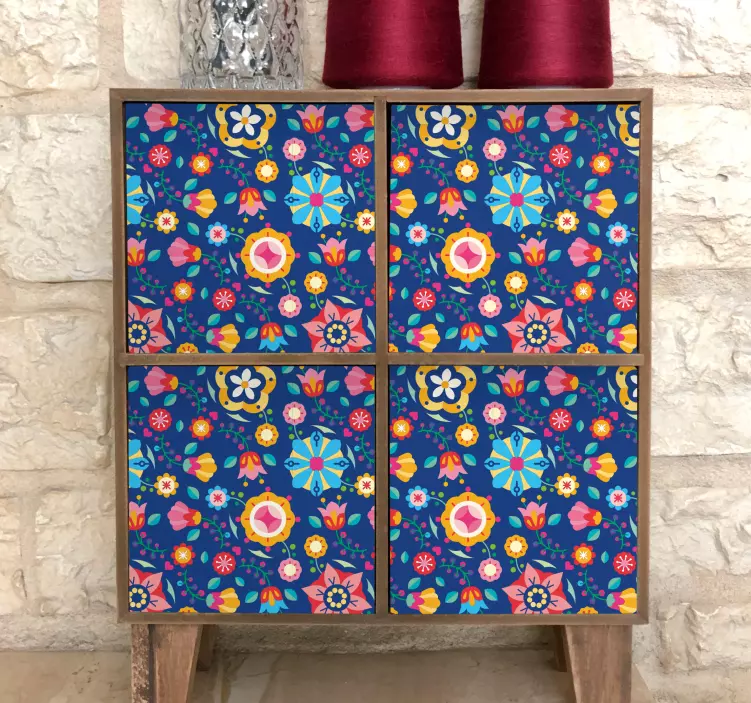 Barevný květinový vzor dekorativní samolepka - TenStickers