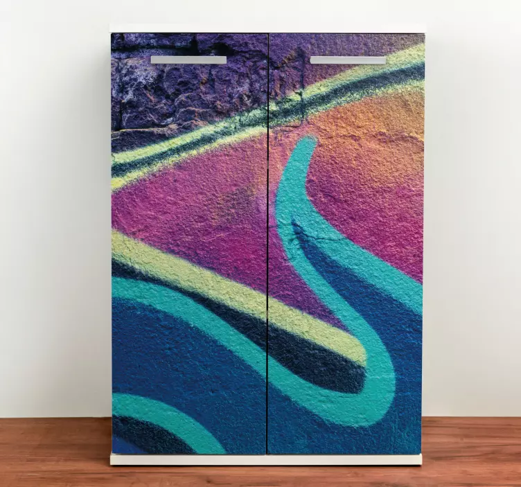 Barevný vlnový design Nábytek nálepka - TenStickers